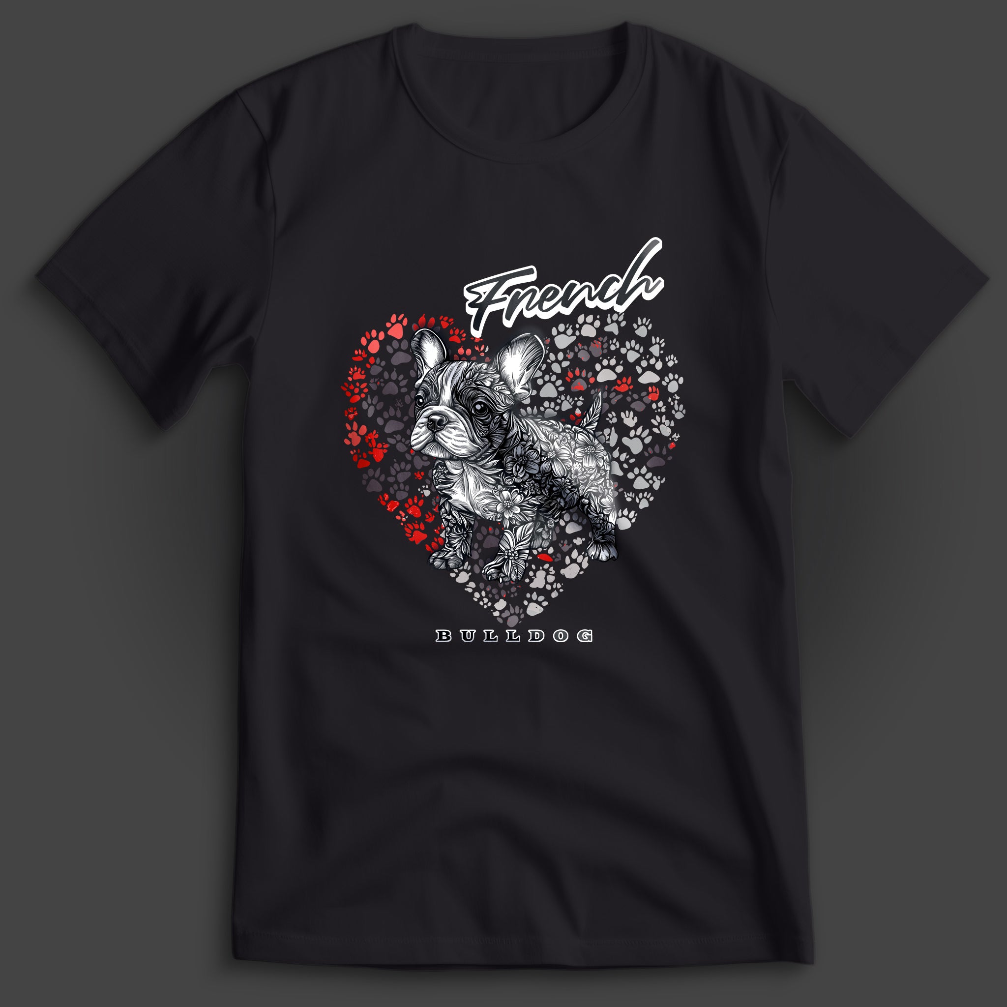 French Bulldog Flower Heart 02 T-Shirt