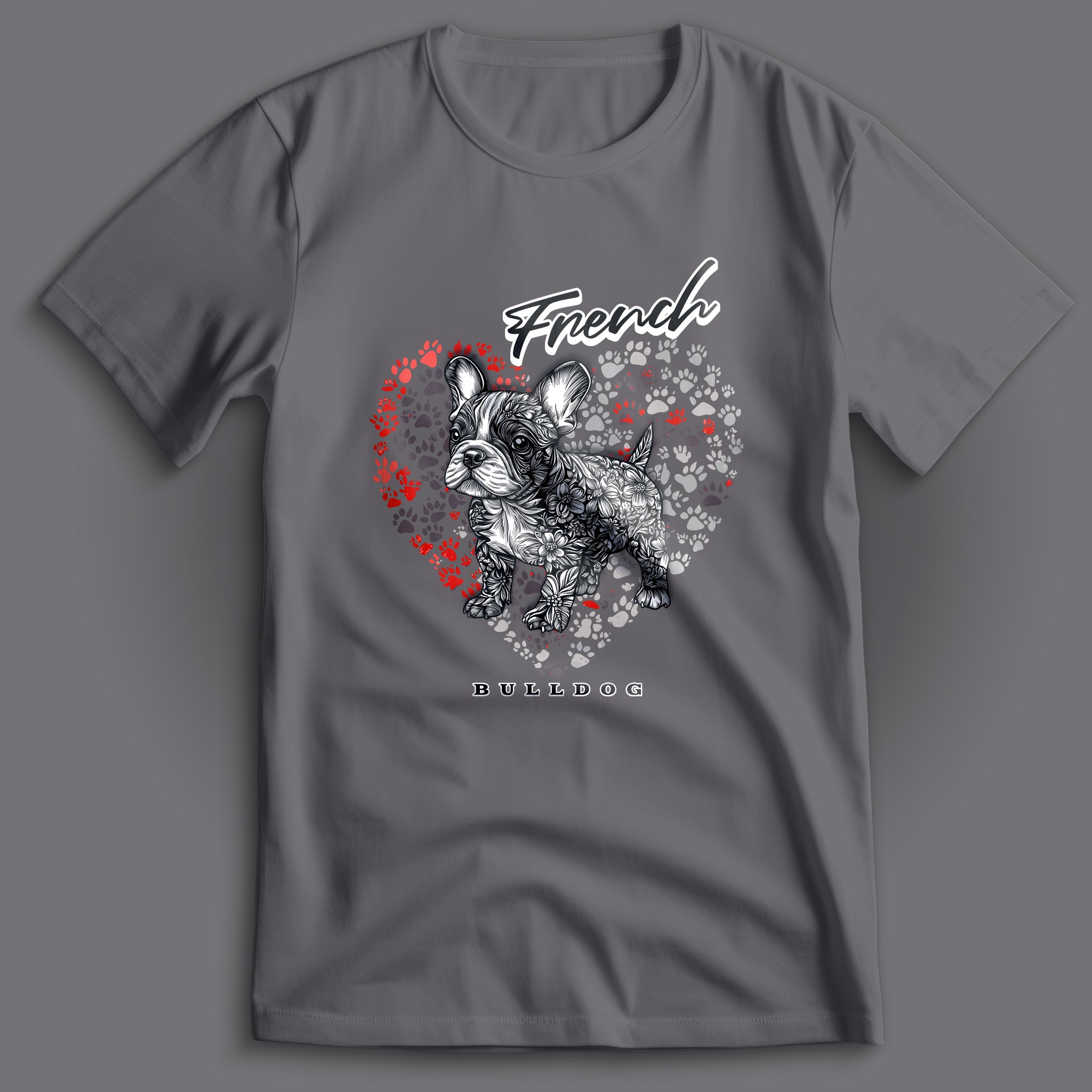 French Bulldog Flower Heart 02 T-Shirt