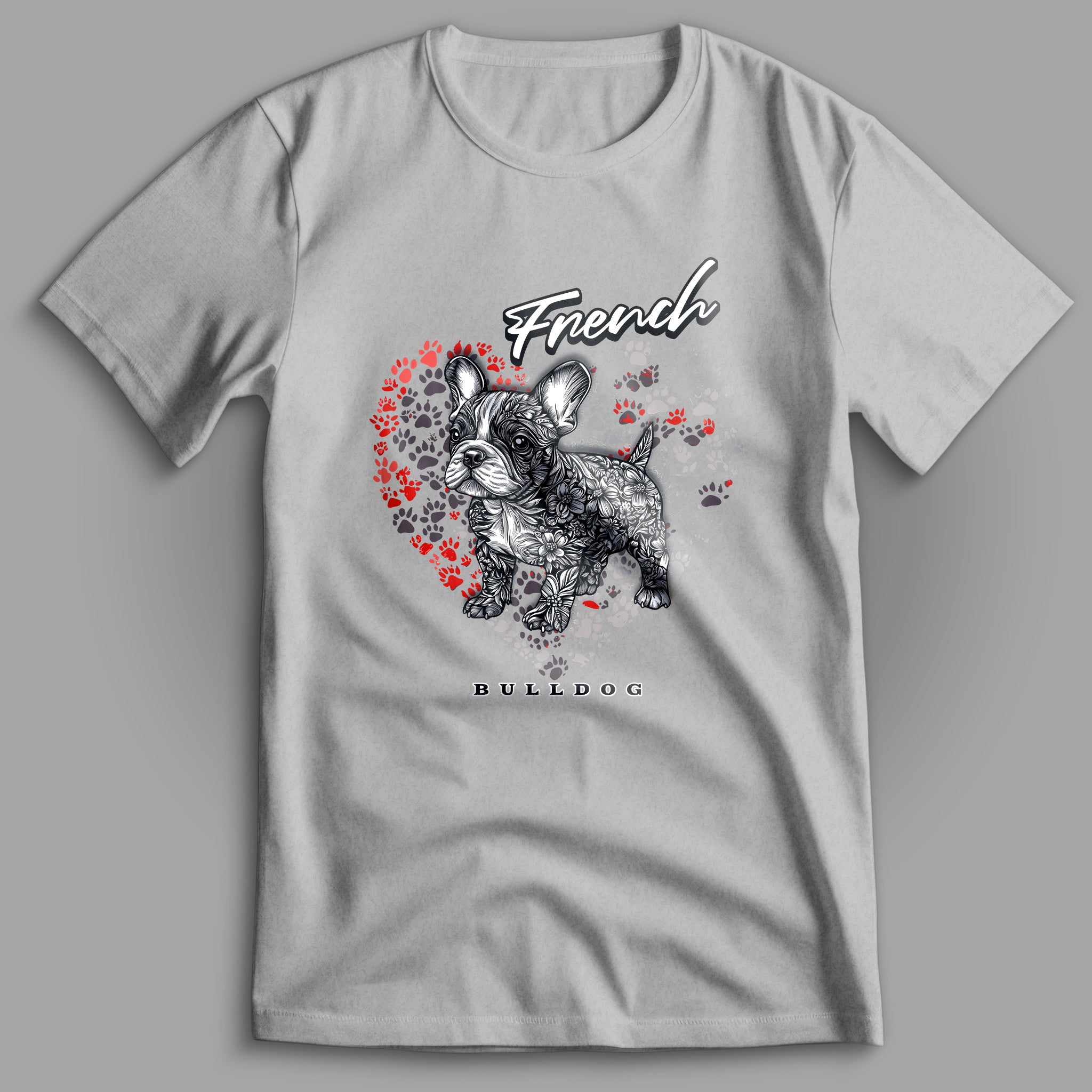 French Bulldog Flower Heart 02 T-Shirt