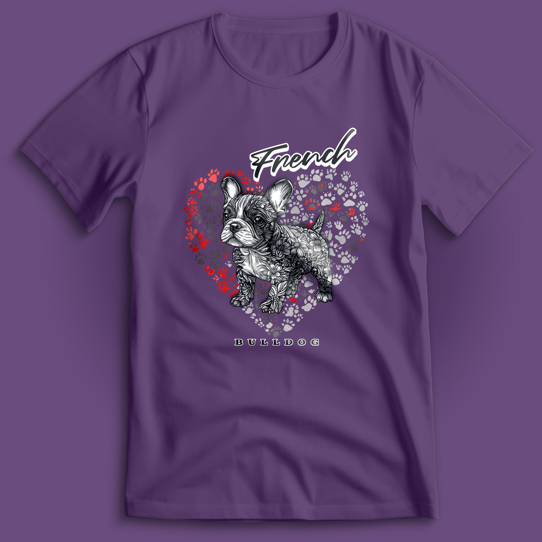 French Bulldog Flower Heart 02 T-Shirt