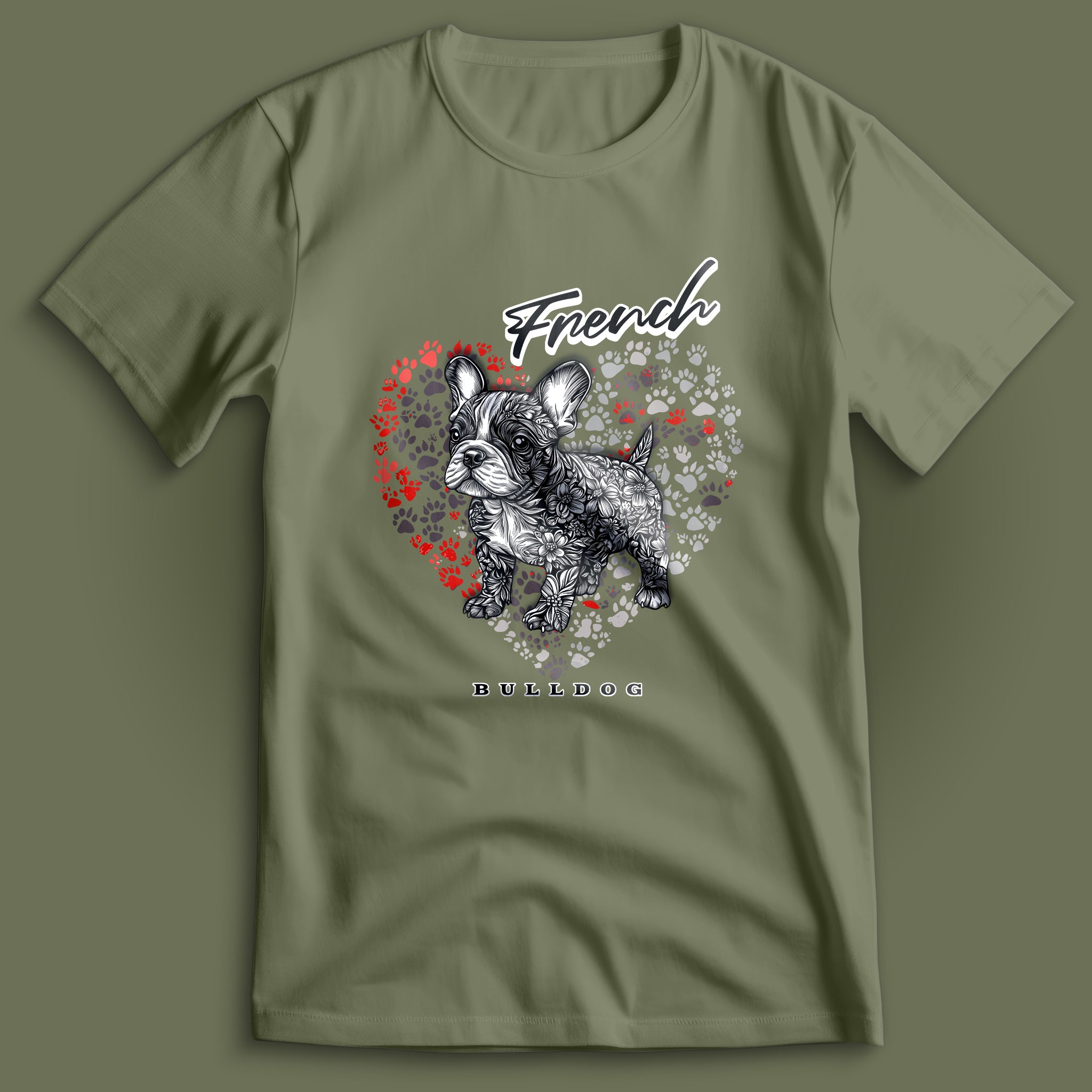 French Bulldog Flower Heart 02 T-Shirt