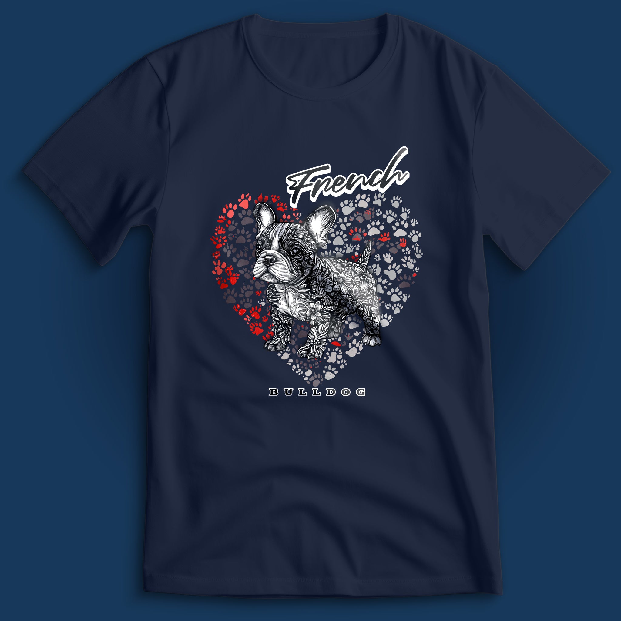 French Bulldog Flower Heart 02 T-Shirt