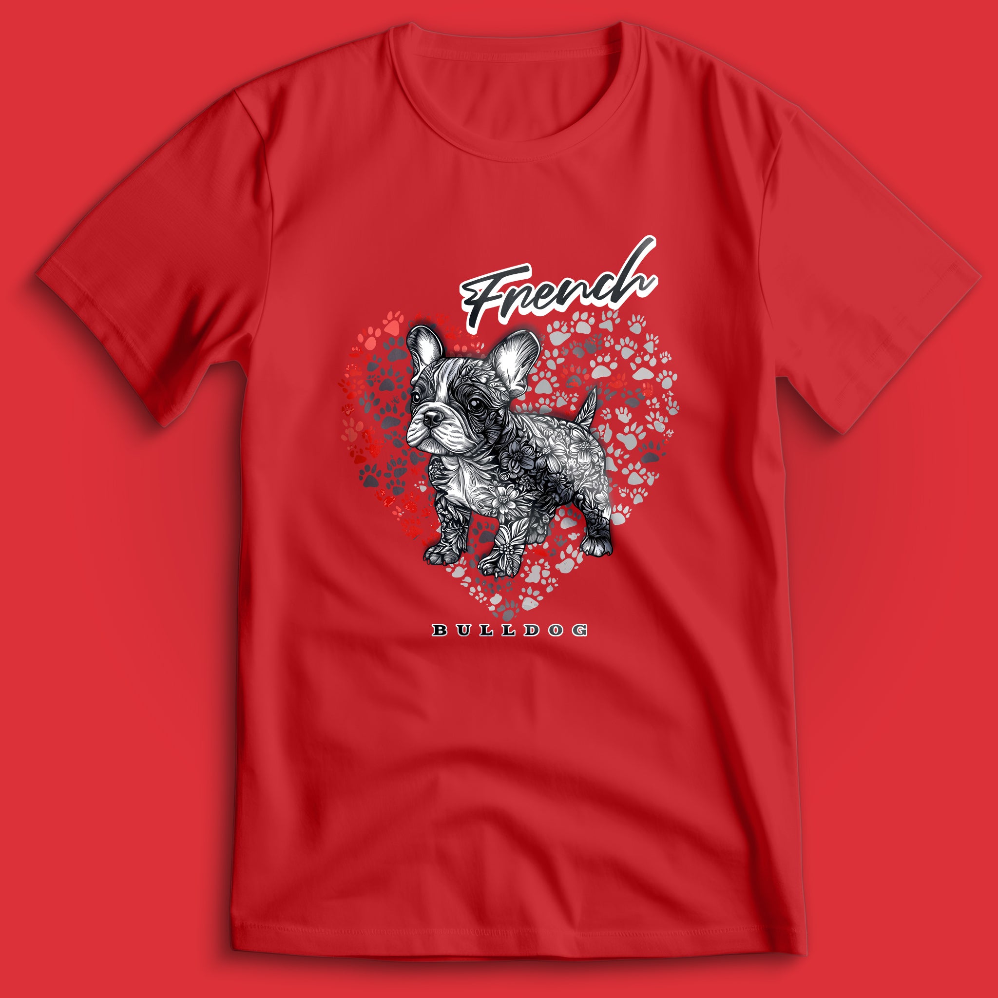 French Bulldog Flower Heart 02 T-Shirt