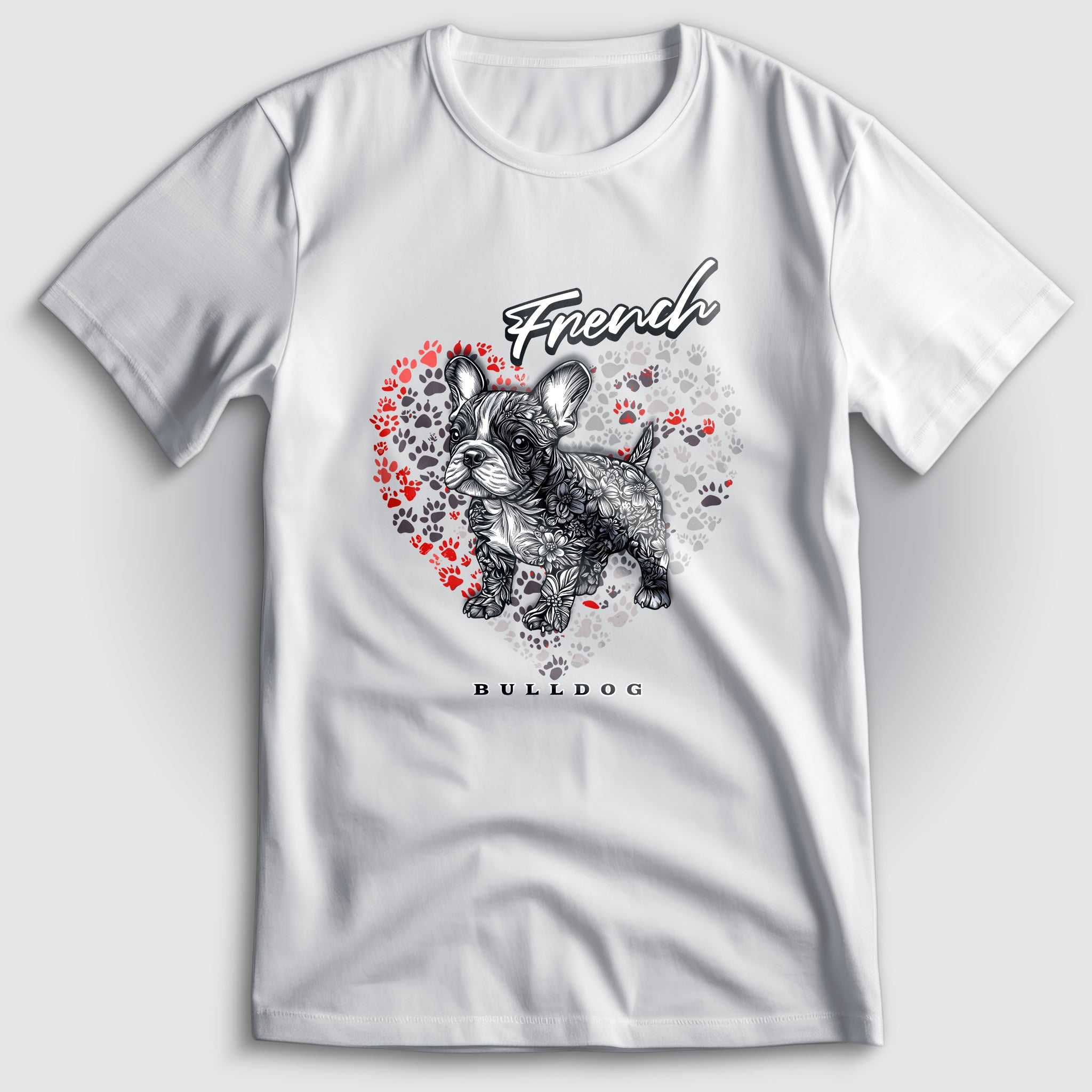 French Bulldog Flower Heart 02 T-Shirt