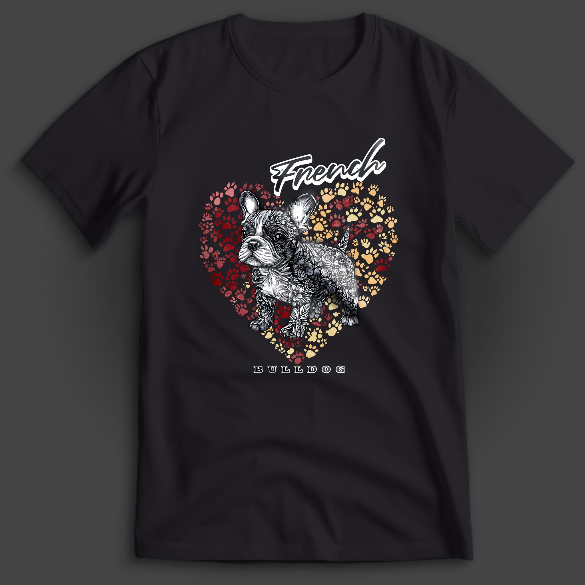 French Bulldog Flower Heart 03 T-Shirt
