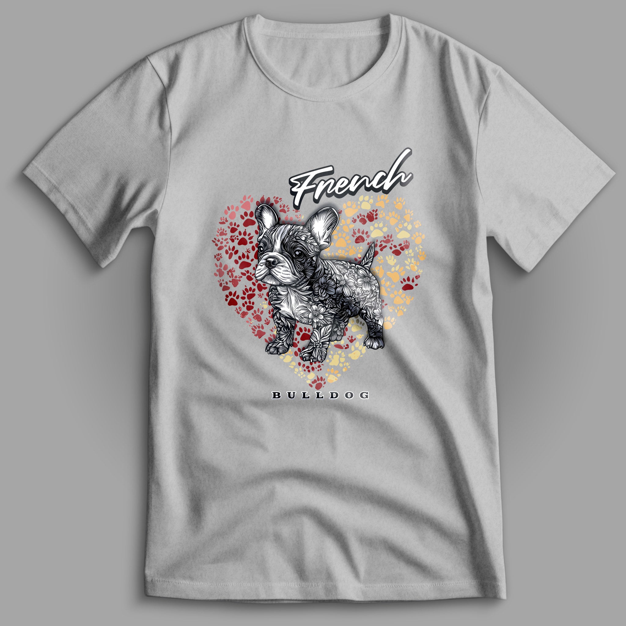 French Bulldog Flower Heart 03 T-Shirt
