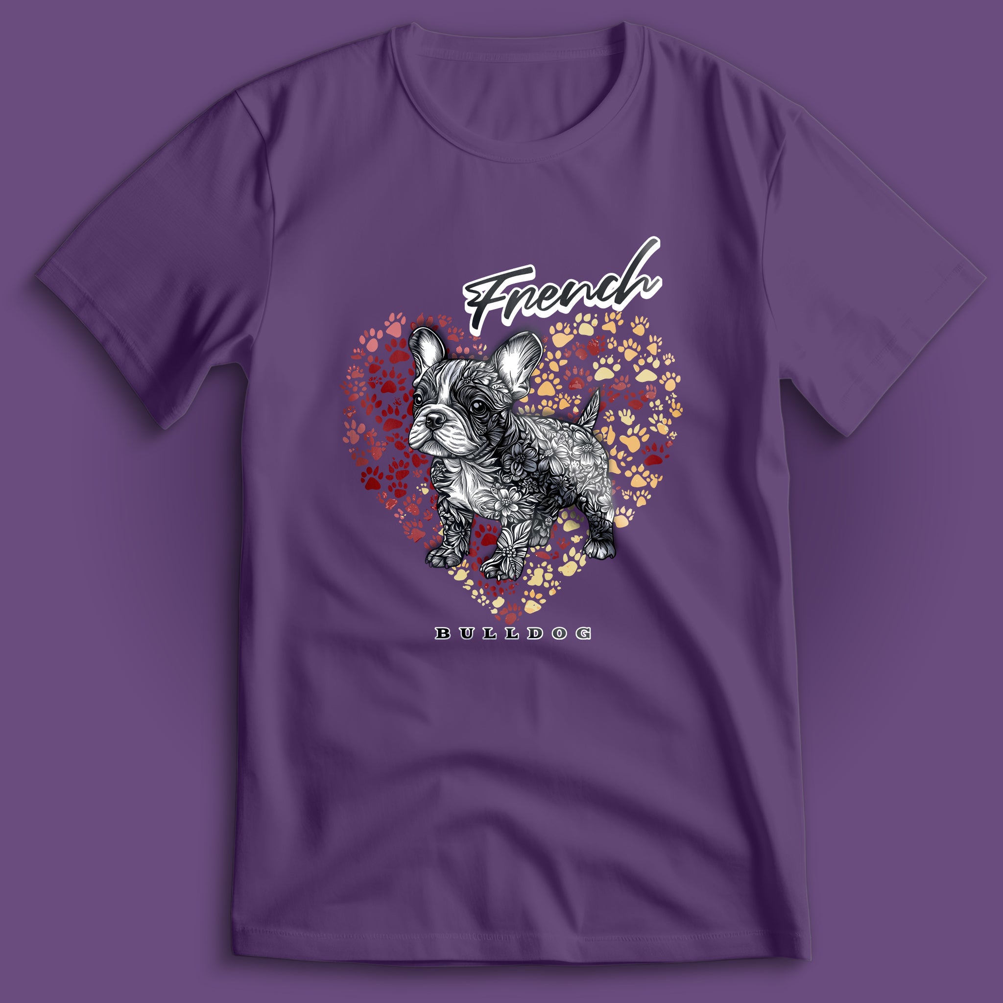 French Bulldog Flower Heart 03 T-Shirt