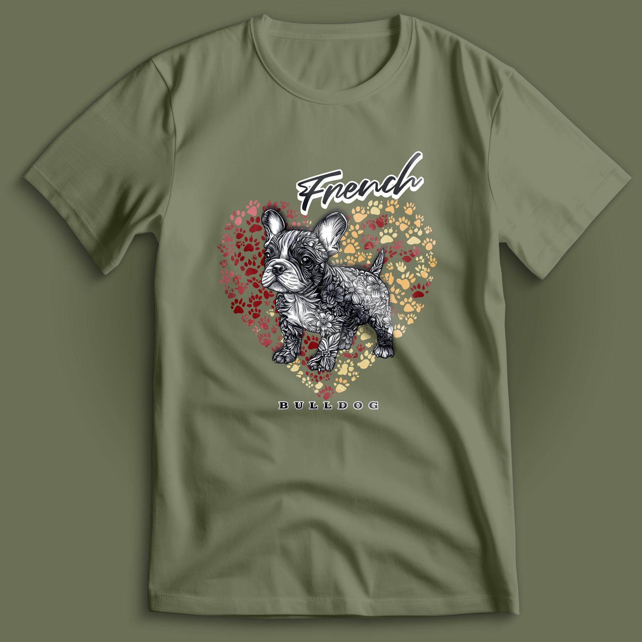 French Bulldog Flower Heart 03 T-Shirt
