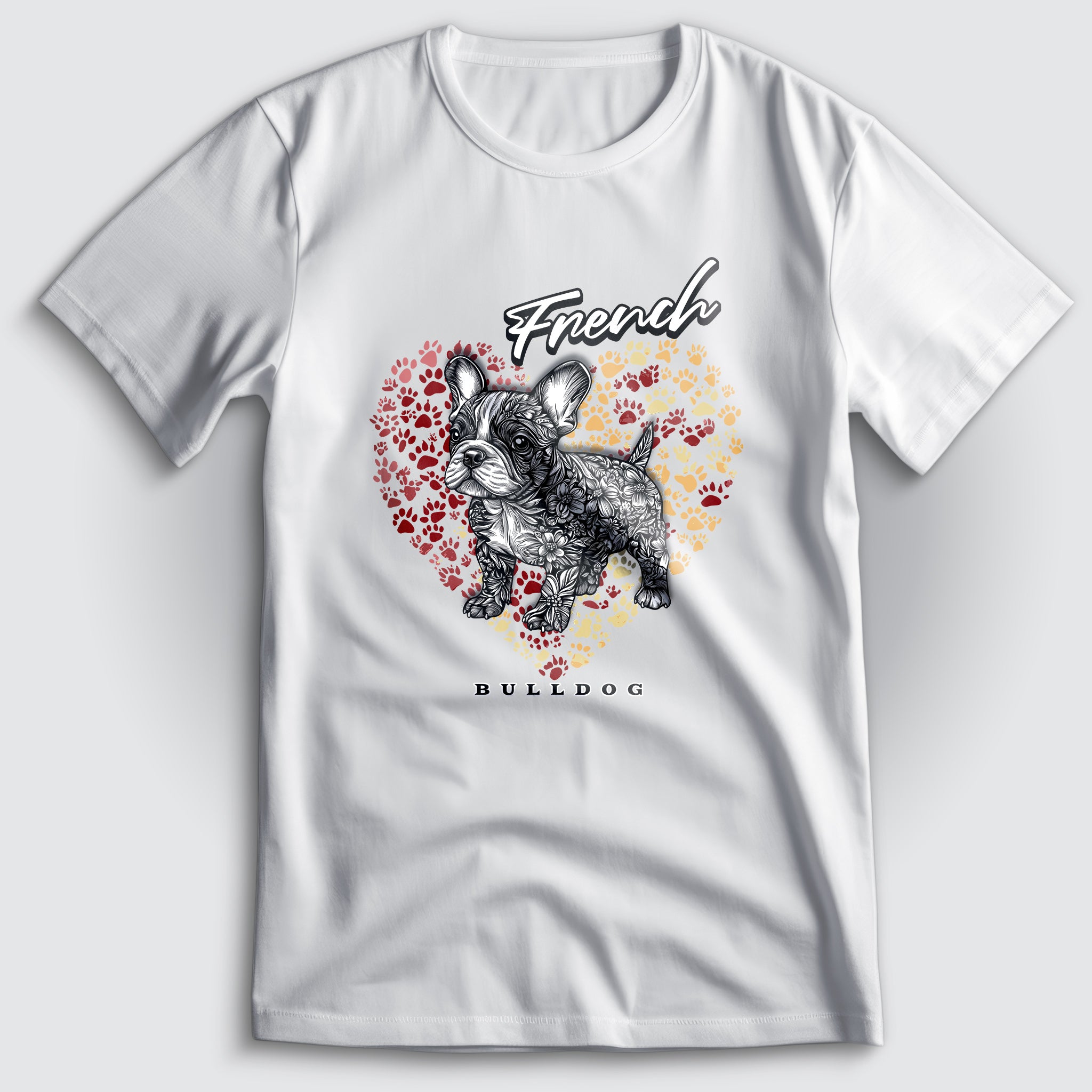 French Bulldog Flower Heart 03 T-Shirt