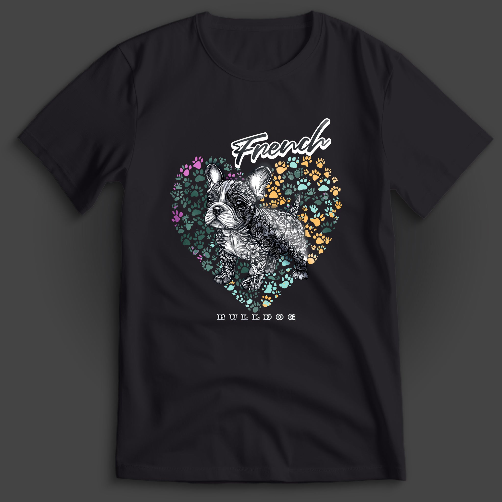 French Bulldog Flower Heart 01 T-Shirt