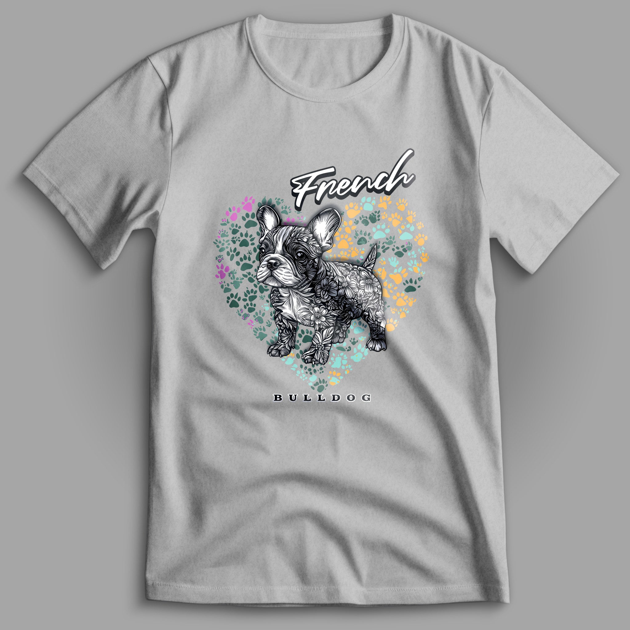 French Bulldog Flower Heart 01 T-Shirt