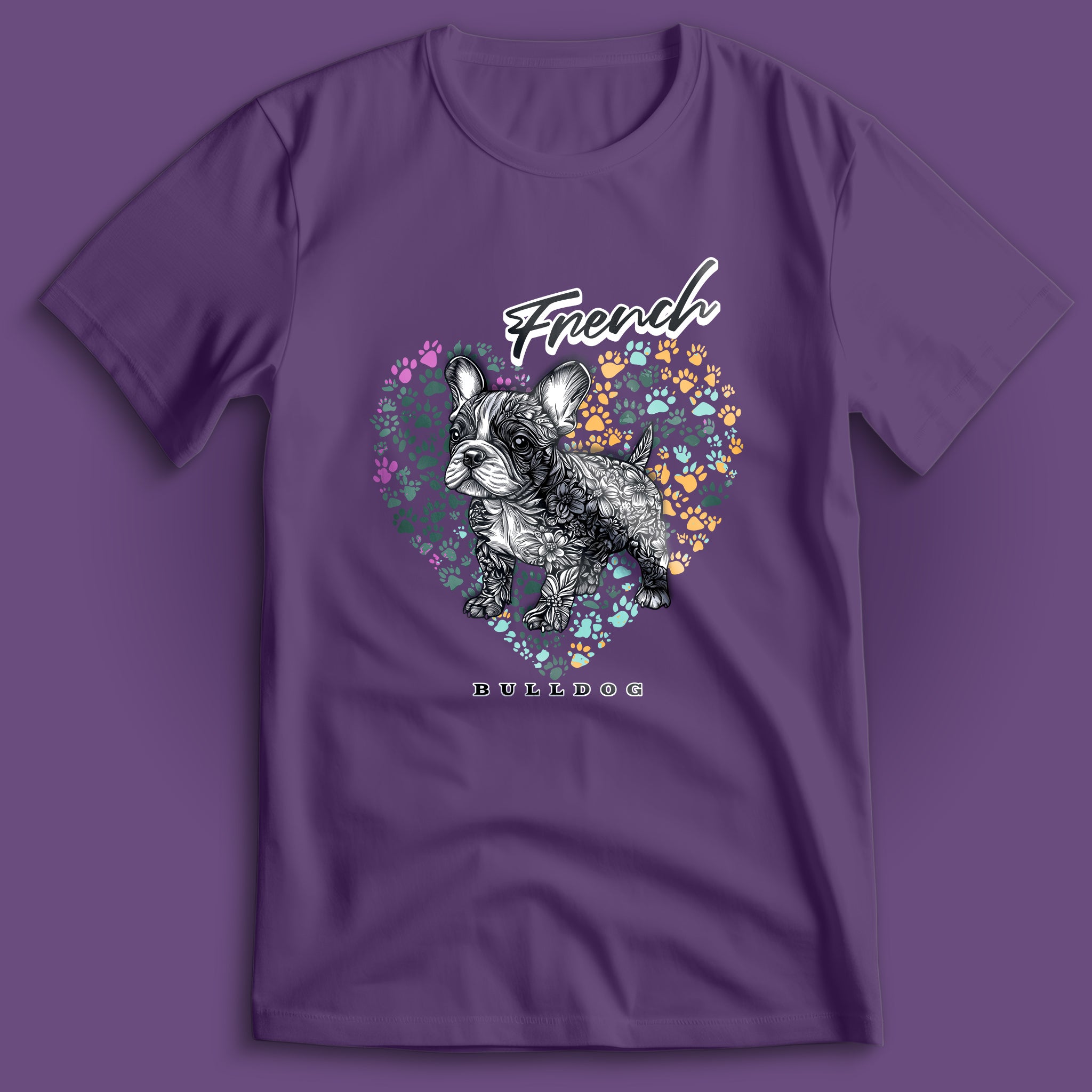 French Bulldog Flower Heart 01 T-Shirt