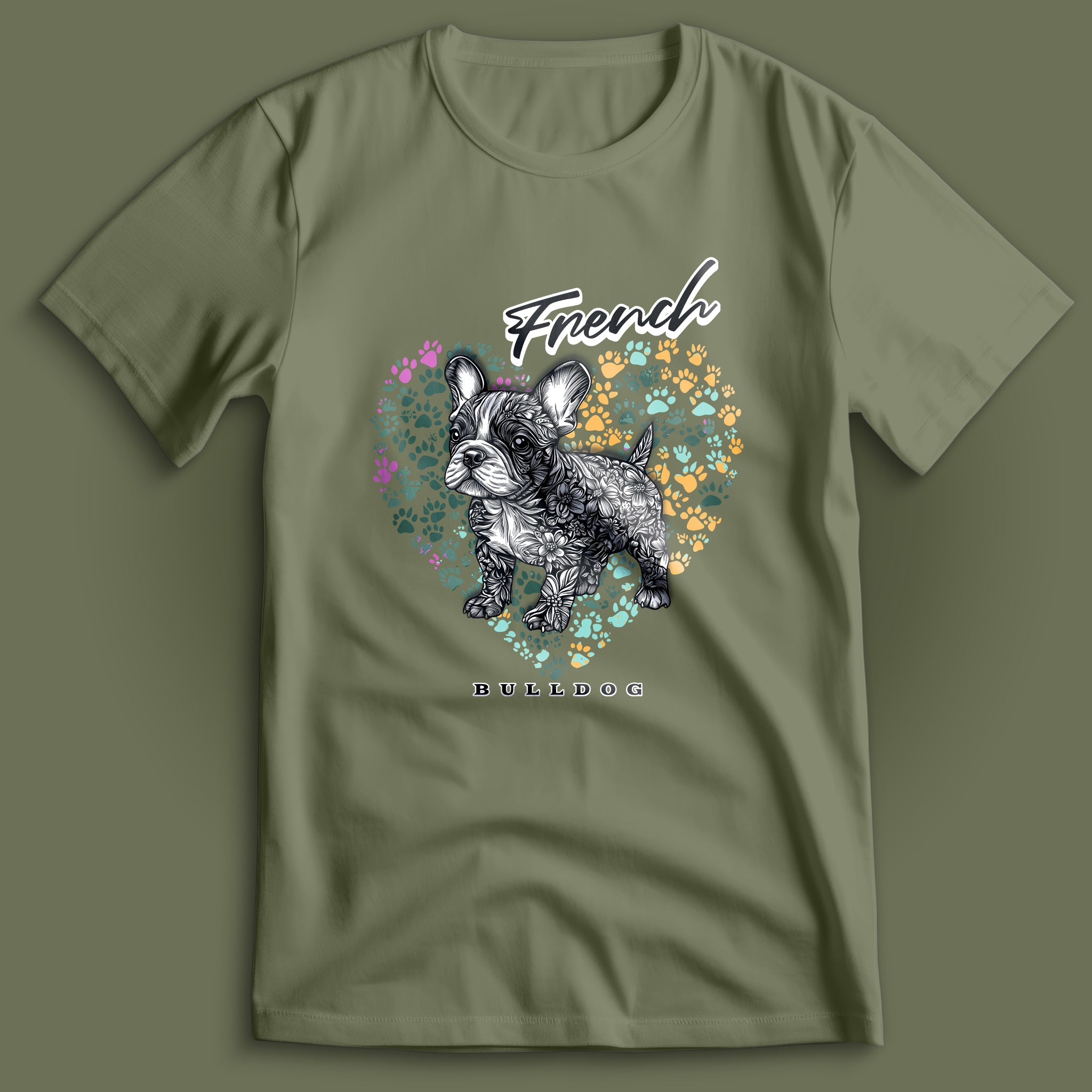 French Bulldog Flower Heart 01 T-Shirt