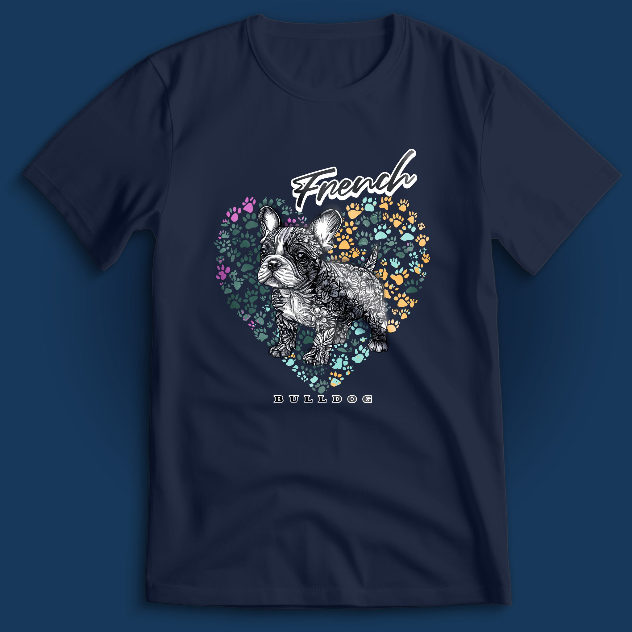 French Bulldog Flower Heart 01 T-Shirt