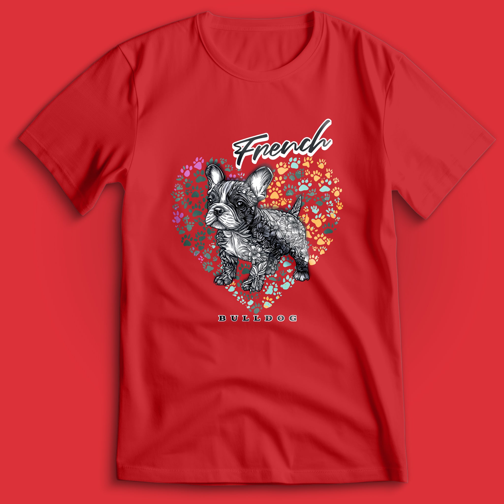 French Bulldog Flower Heart 01 T-Shirt
