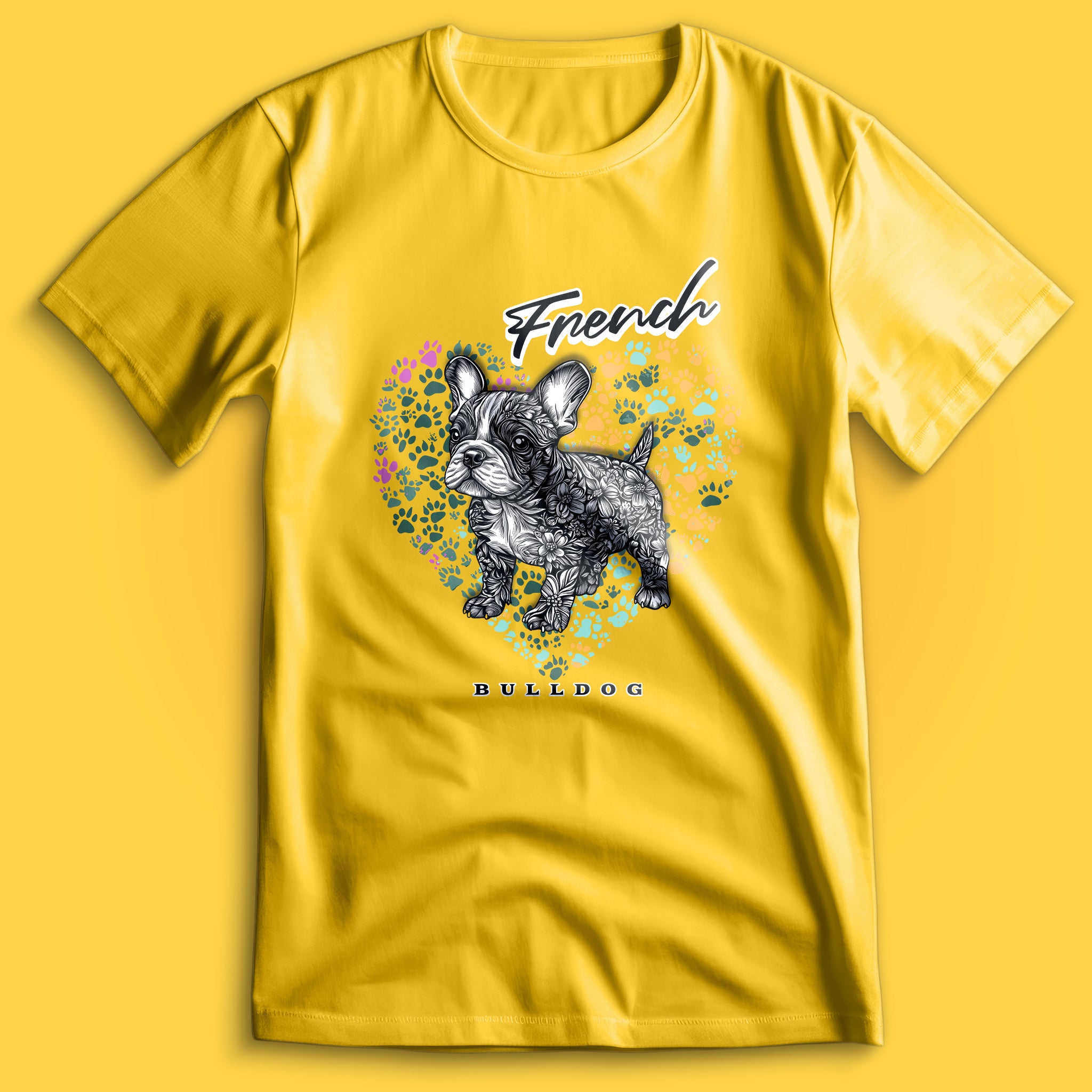 French Bulldog Flower Heart 01 T-Shirt