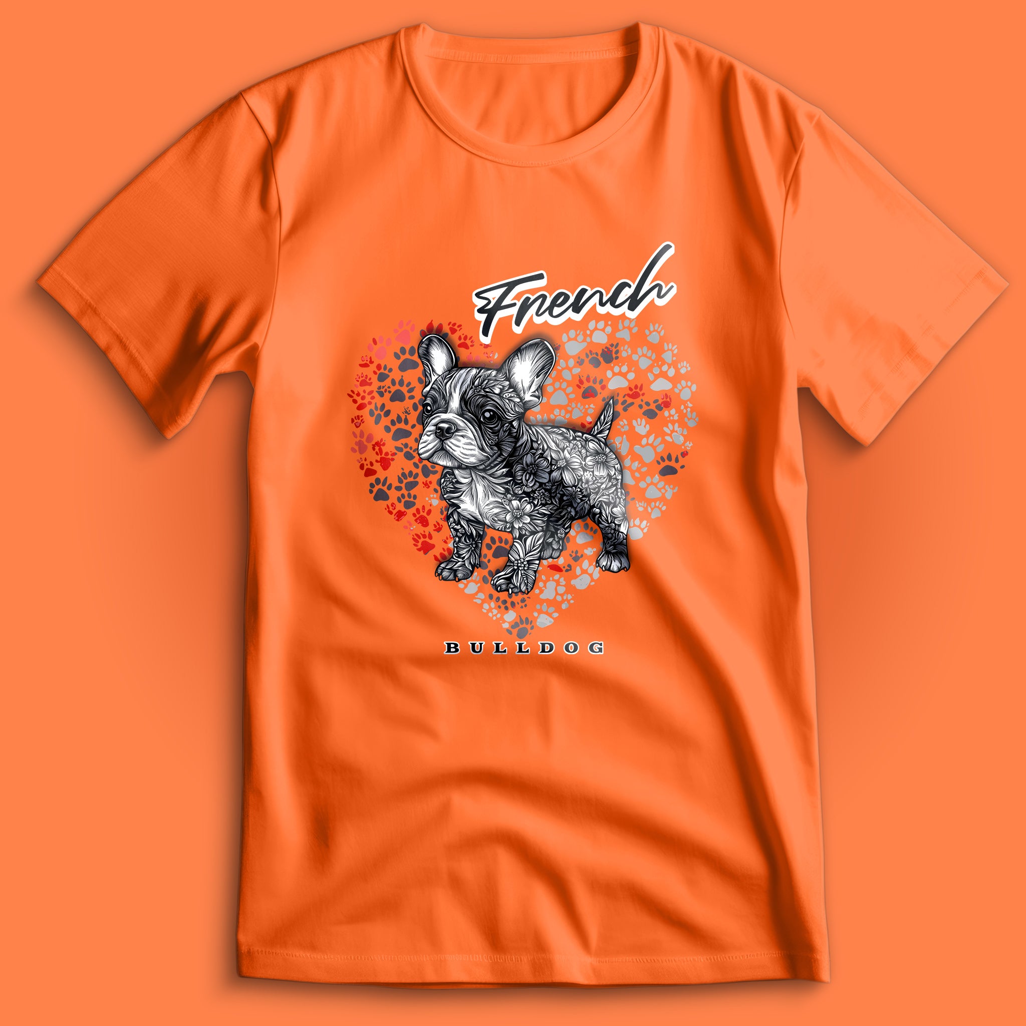 French Bulldog Flower Heart 02 T-Shirt