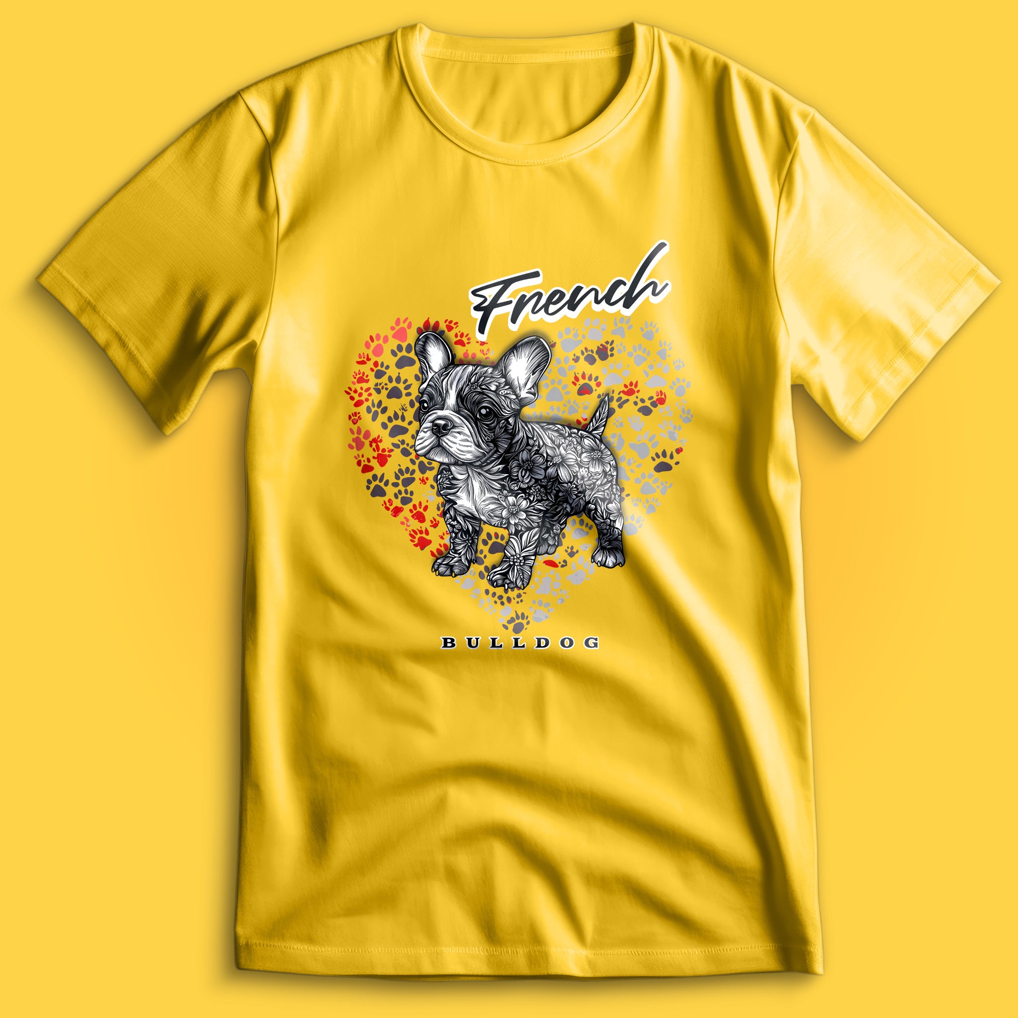 French Bulldog Flower Heart 02 T-Shirt