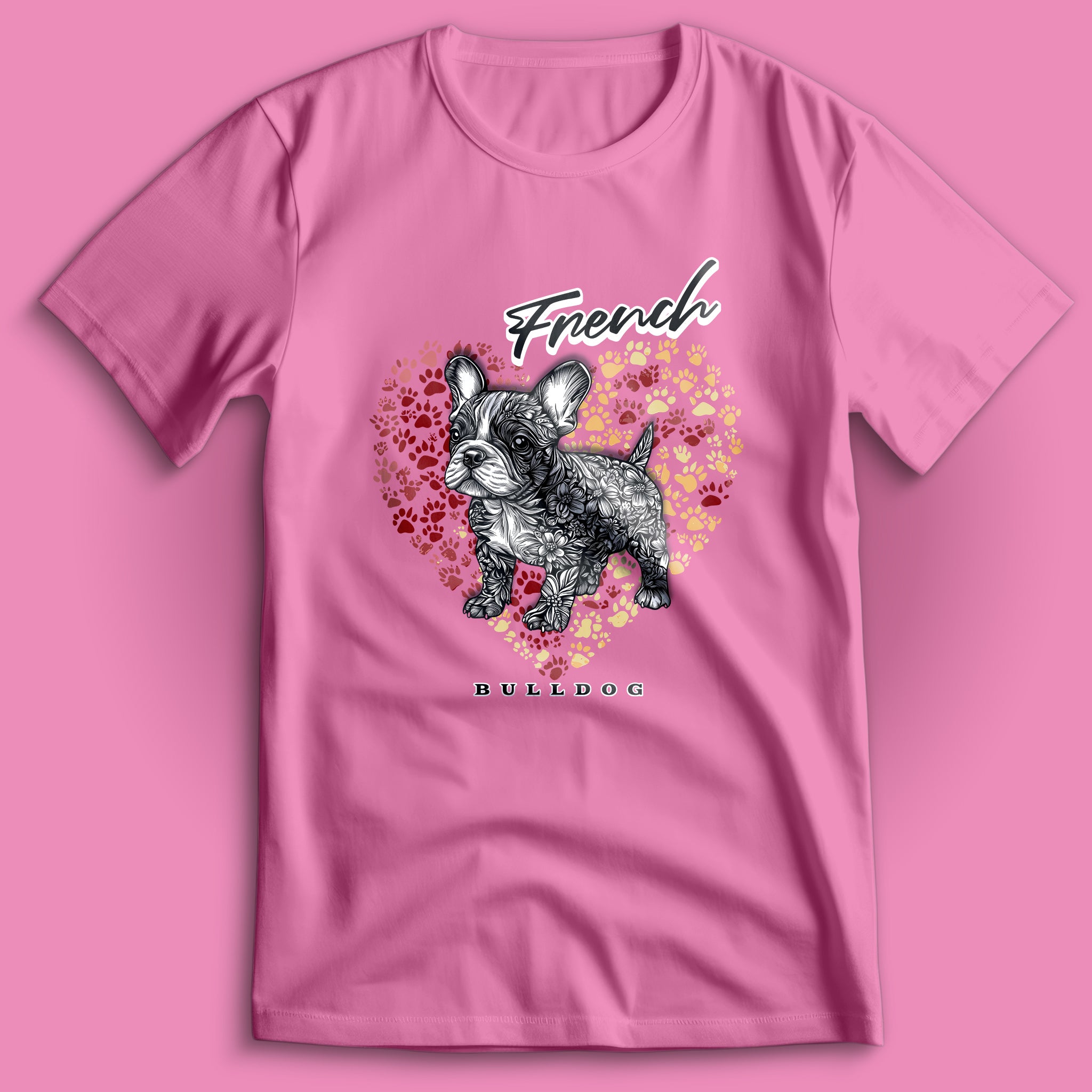 French Bulldog Flower Heart 03 T-Shirt