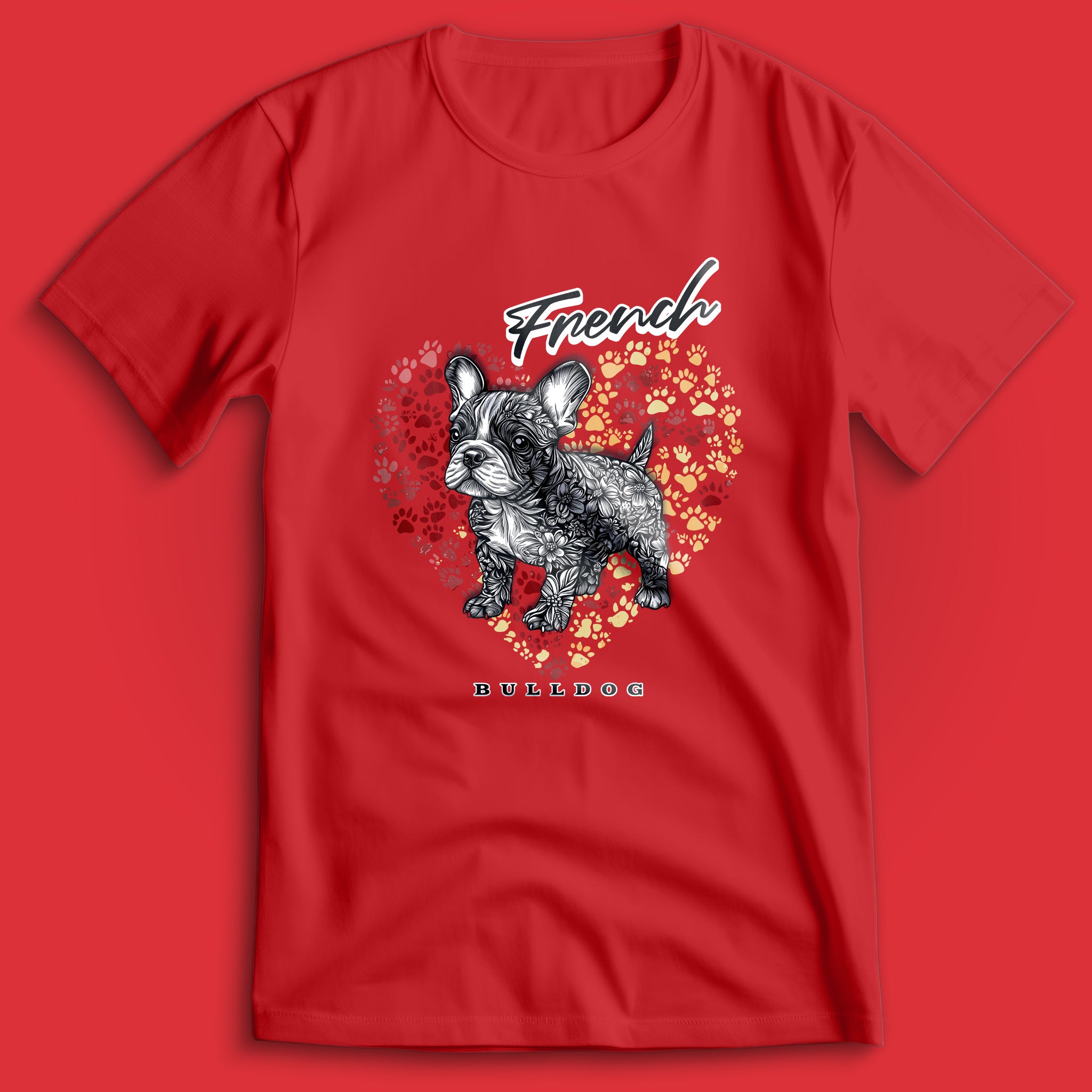 French Bulldog Flower Heart 03 T-Shirt