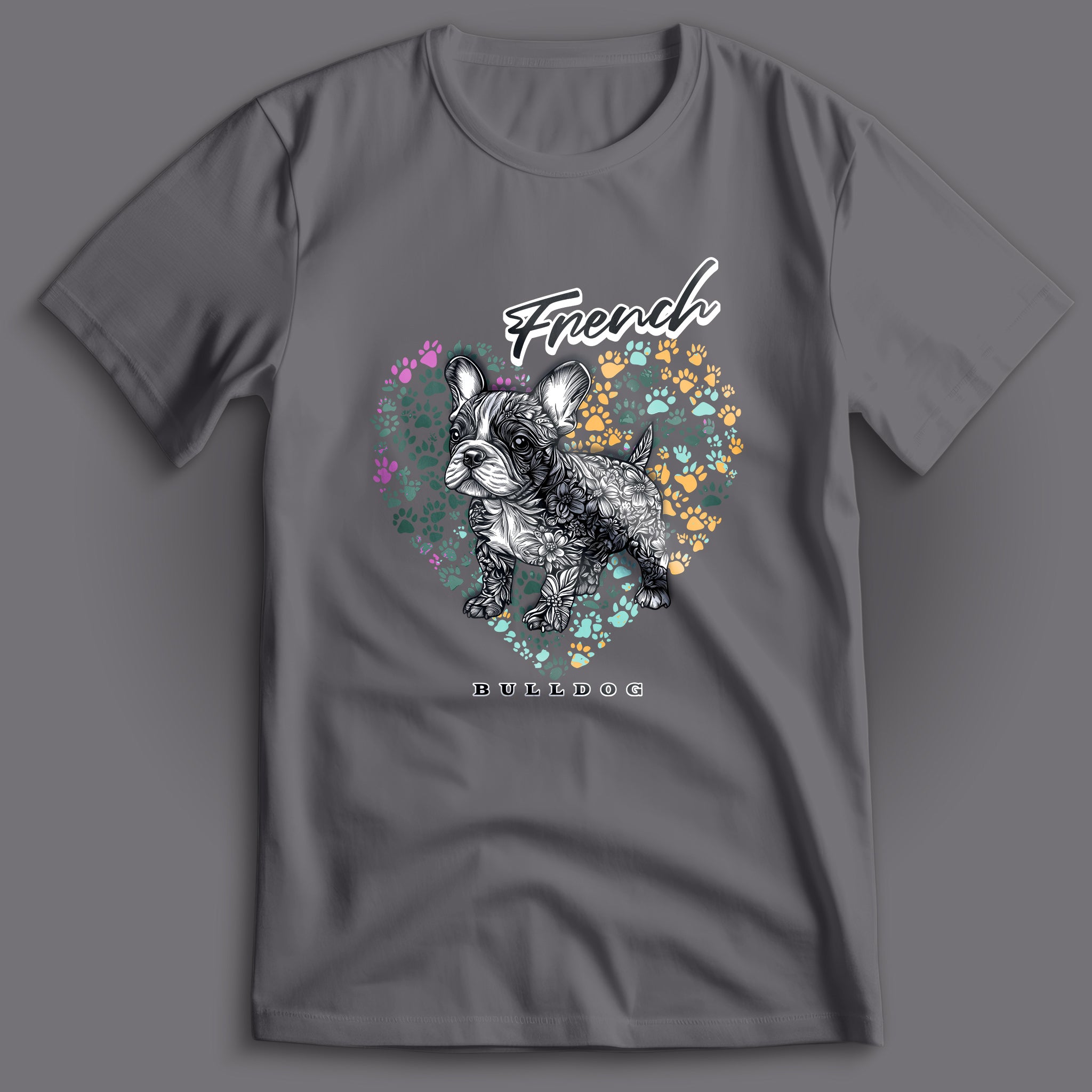 French Bulldog Flower Heart 01 T-Shirt