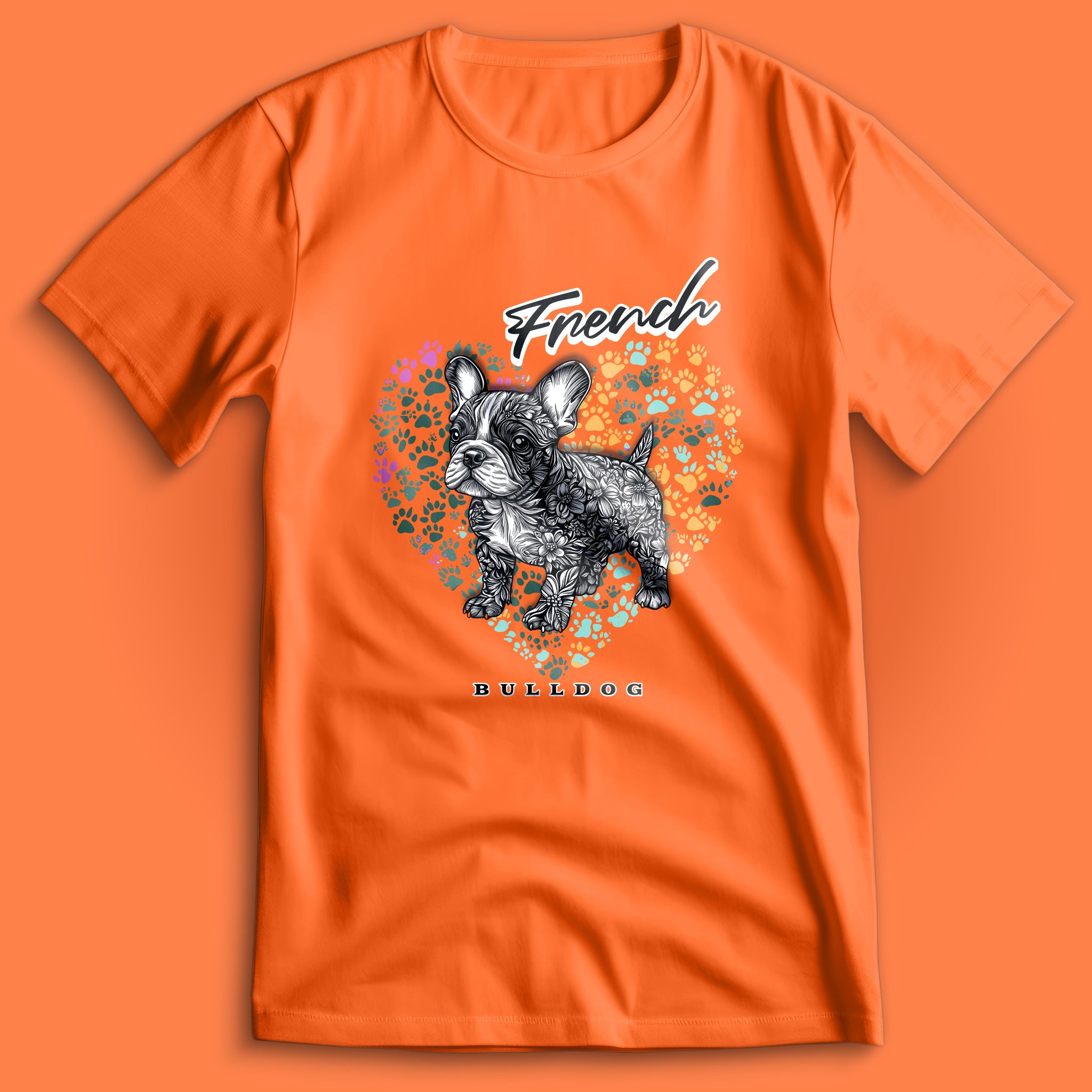 French Bulldog Flower Heart 01 T-Shirt