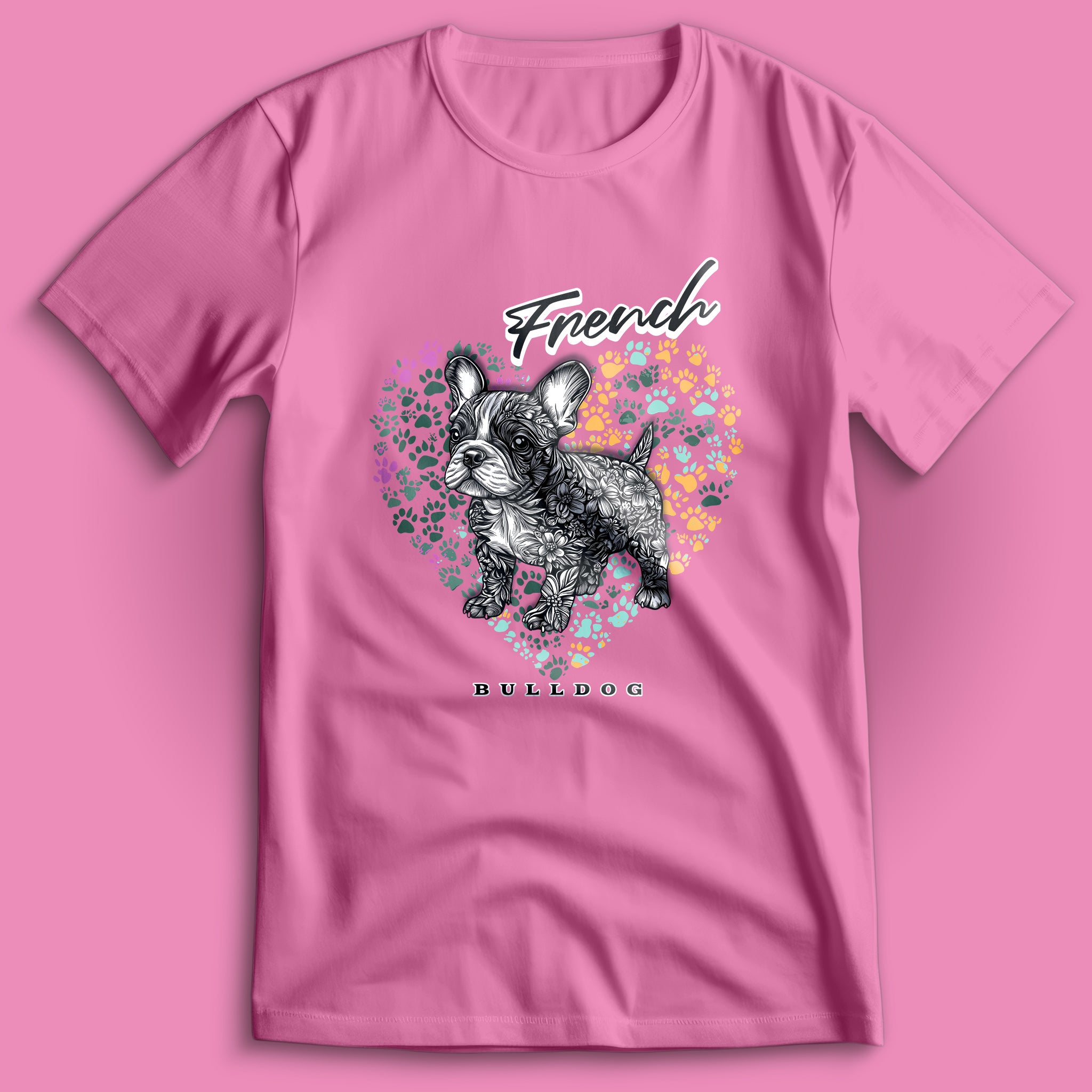 French Bulldog Flower Heart 01 T-Shirt